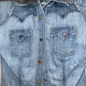 True Religion: Women's Blue Denim Button Up Size XS